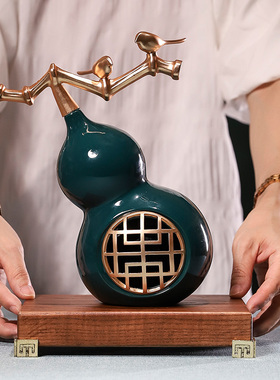 新中式陶瓷葫芦摆件《福