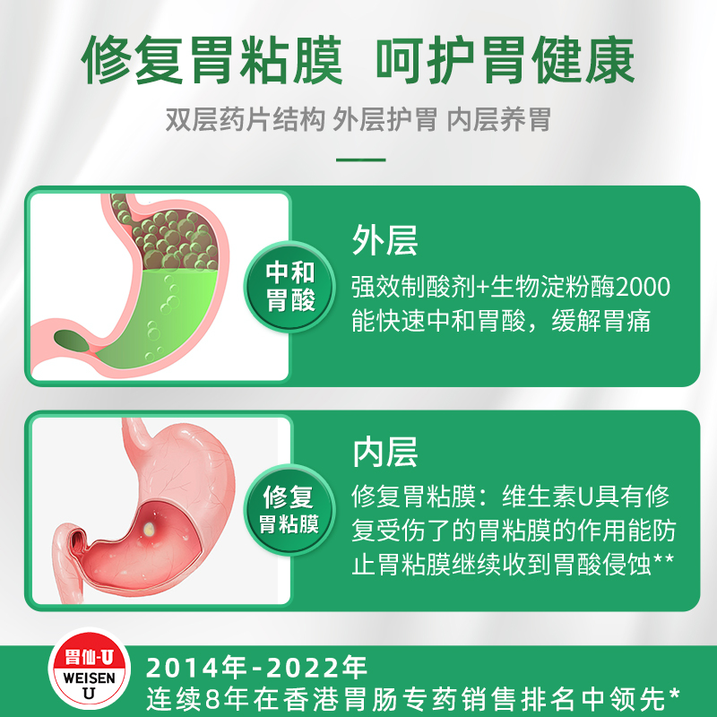 胃仙U100粒日本香港胃药原装进口胃酸维仙优反胃仙∪胃炎胃痛胃散
