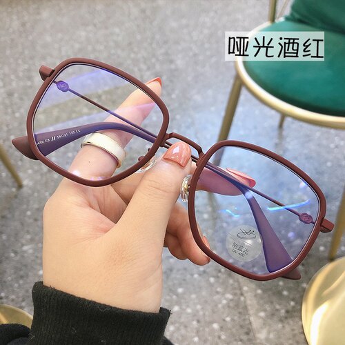 自动感光变色磨砂绿眼镜框可配近视镜片女大脸圆脸适合显脸小男潮 - 图0