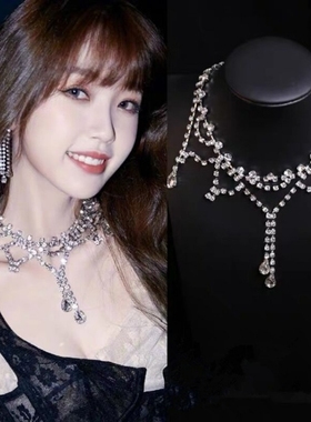 名媛大小姐水钻镶嵌闪亮流苏显瘦气质百搭项链锁骨链