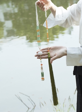 长背云流苏古风汉服旗袍软璎珞后压流苏超仙长流苏发饰衣服装饰品