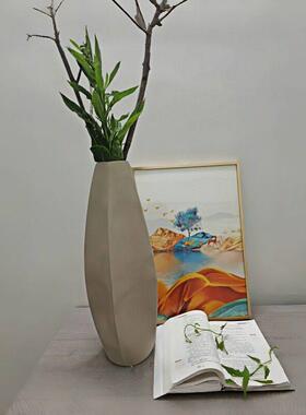 侘寂风复古莫兰迪民宿书房样板间桌面插花花器级感陶瓷花摆件