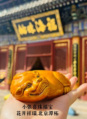 北京潭柘正品｜盲盒大黑天财神香灰瓷萌狮瑞兽笔摆件礼物石鱼盖章