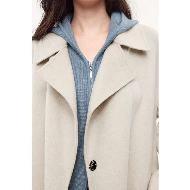 Shifanli white mid-length woolen coat for autumn women Eveli outlets store