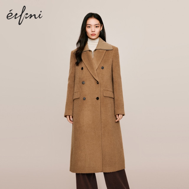Evely outlets store sheep wool woolen coat autumn and winter long coat for women
