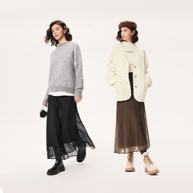 Poetry silk blended ballet style skirt mid-length gauze skirt pleated skirt for women Evely outlets store