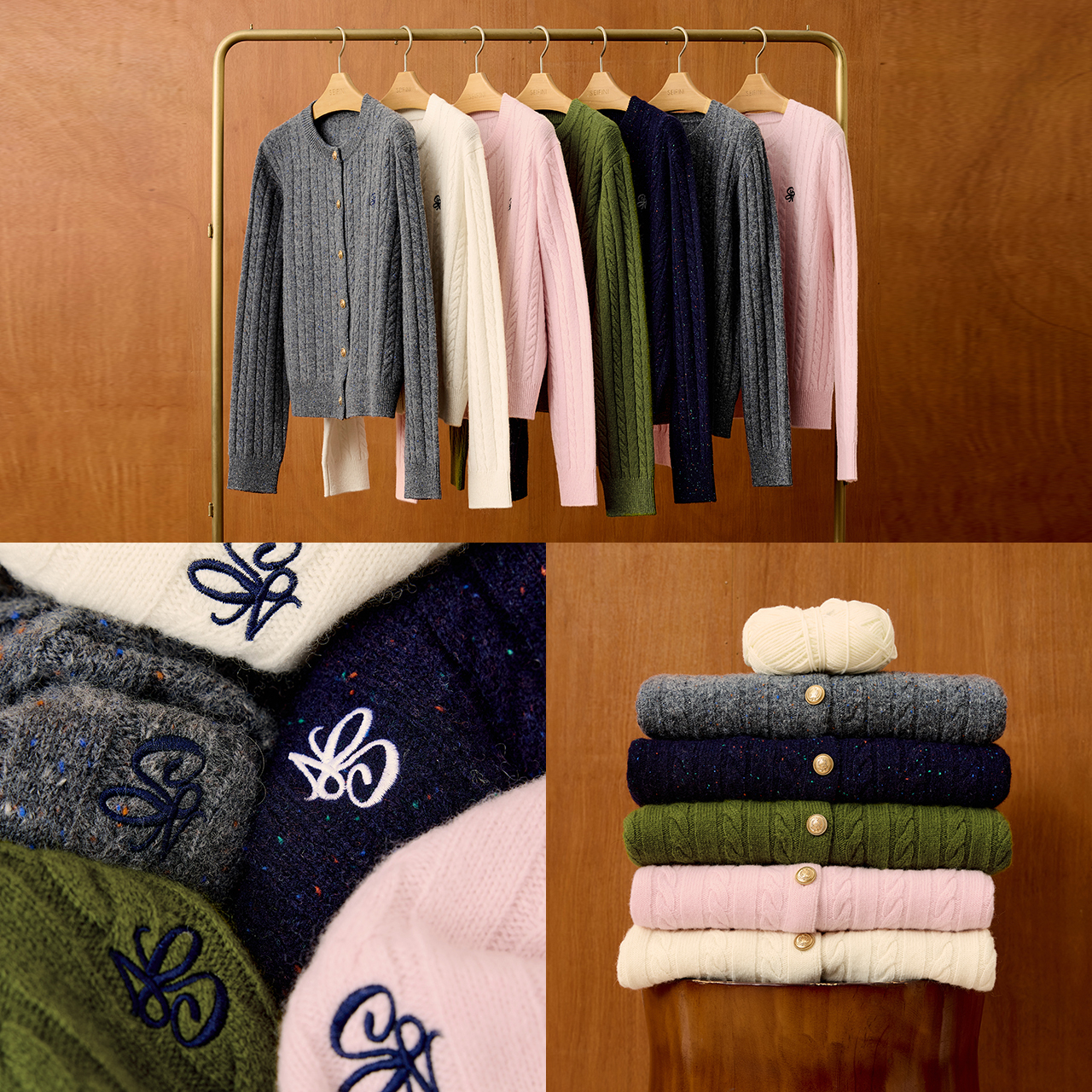 孟子义代言诗凡黎彩点绞花羊毛针织衫25秋冬新款软糯刺绣毛衣外套 - 图2