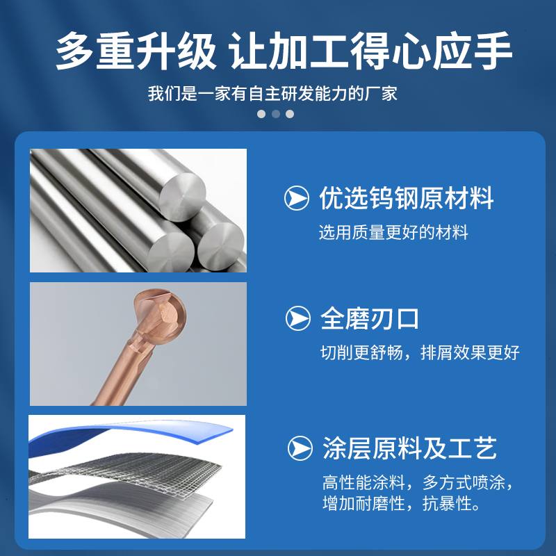 棒棒糖球头铣刀球刀钨钢合金涂层钢用直柄立铣刀数控刀具 - 图2