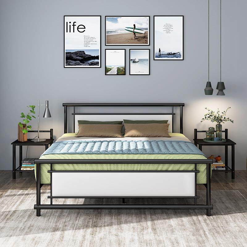 双人床1.5米小户型单人床钢木床1.8主卧铁床铁艺床学生床床铺极简,淘宝优惠券,粉丝福利购,淘宝优惠卷