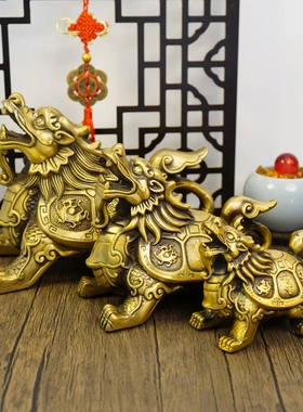 多吉缘黄铜八宝寿摆件卦龟龙龟北斗四神八兽龙家居摆设铜器工龟艺
