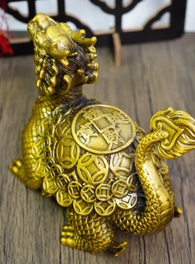多吉缘招财龙龟全铜办公装饰品摆件工艺店品家客居厅黄铜室龟摆饰