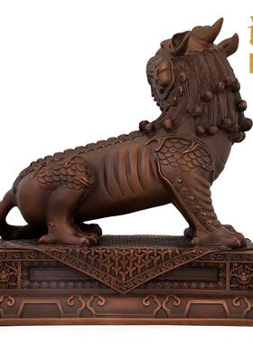 九华山谛听地藏王坐骑独角神兽黄铜铜摆件客厅办公室装饰开业礼品