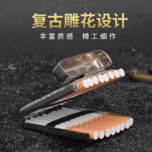 【战壕旗舰店】浴血黑帮三开烟盒16支自动开盖合金雕花便携送男友 - 图0