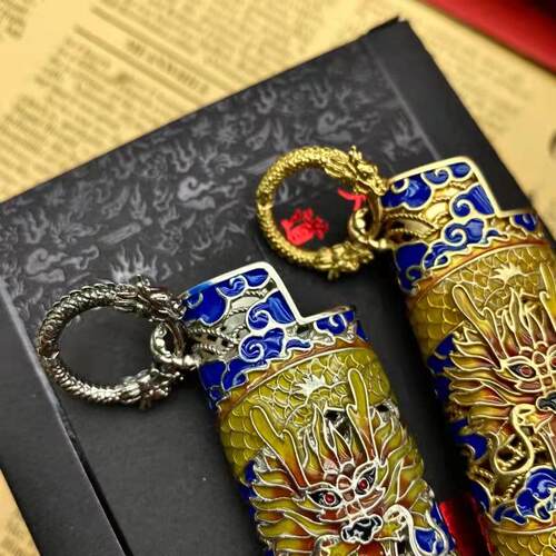 【战壕旗舰店】珐琅彩夜光神龙镀金镀银套壳一次性比克J3打火机套 - 图3