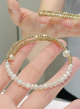 S925纯银珍珠手镯女秋冬时尚气质串珠手圈高级感精致手链时尚简白