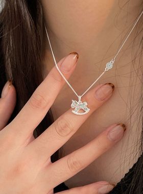 韩国韩版持恒S925纯银马上有钱项链女小众时尚设计感森系锁骨链潮