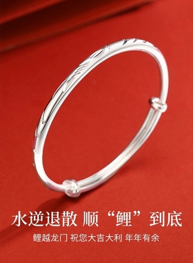 新款纯银手镯实心设计感轻奢送女