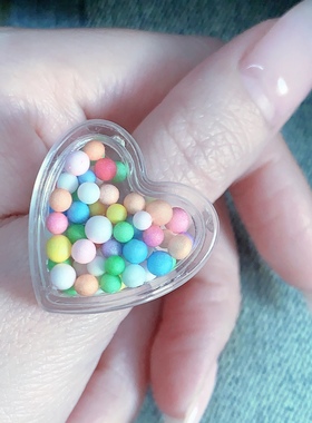 透明立体爱心大戒指可爱少女ins风小众设计感食指戒创意童趣指环