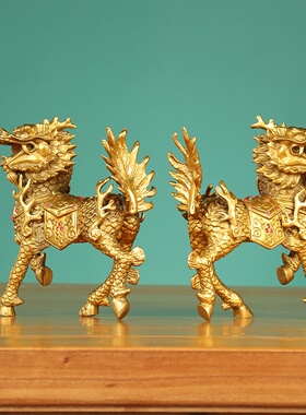 厂家黄铜钻石麒麟火麒麟家居金属工艺品摆件