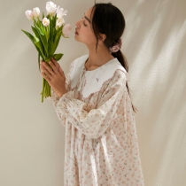 XEXZ Sleeping Dress Woman 2023 New Spring Autumn Long Sleeve Method Princess Pyjamas Embroidery Crummy Pure Cotton Home Clothes