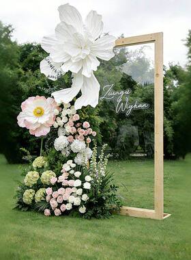 森系仿真花假花婚礼布置告白订婚装饰白色纸艺花摆件服装店橱窗