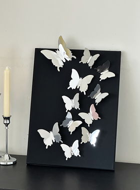 中古风蝴蝶装饰画客厅软装电视柜摆台玄关高级感小众挂画桌面摆件