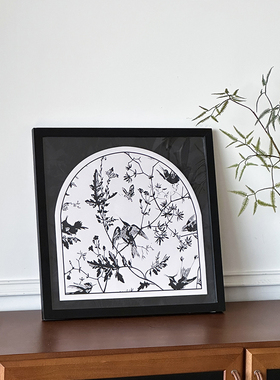 中古风花鸟桌摆画新中式餐厅装饰画卧室床头挂画复古客厅壁画摆件