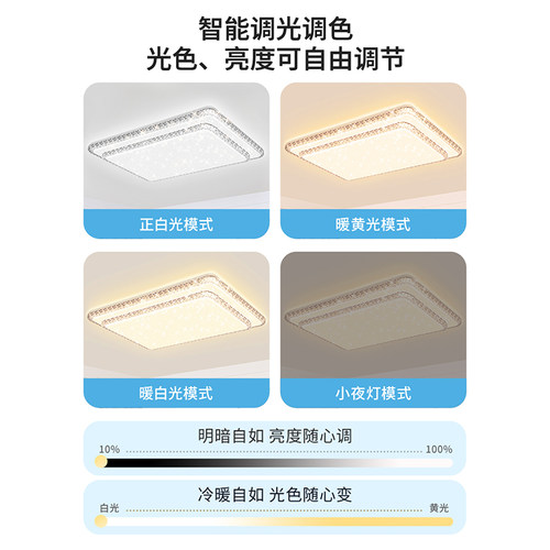雷士照明吸顶灯全屋套餐组合灯具简约现代仿水晶轻奢智能客厅灯 - 图3