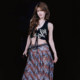 Zhao Lusi Rosy halter neck suspender skirt plaid