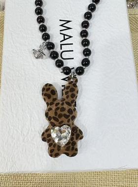 韩国东大门串珠土星爱心锆石豹纹兔子项链女时尚夸张个性锁骨链潮