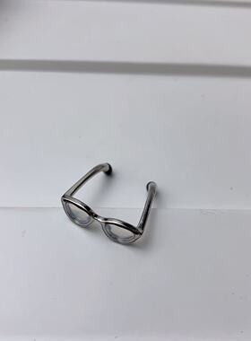 迷你眼镜戒指开口可调节小众设计感ins珐琅涂色个性指环指扣尾戒