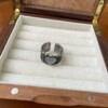 Retro palace style old white moonlight love silver ring