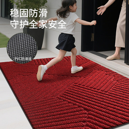 红色地垫入户门垫进门大门口耐脏脚垫2026新款可裁剪室外防滑地毯 - 图1