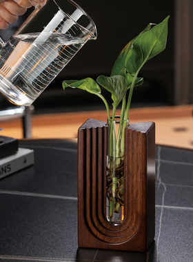轻奢创意胡桃木水培花器
