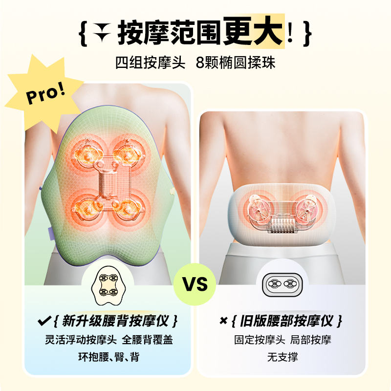 象术W2腰部按摩器仪腰背部靠垫热敷腰椎肩颈抱枕靠生日礼物