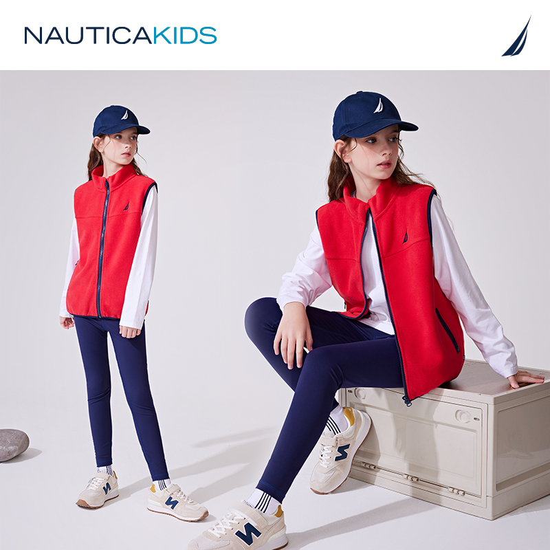 【儿童基本款】NAUTICA/诺帝卡童装男童女童抓绒马甲秋冬季摇粒绒