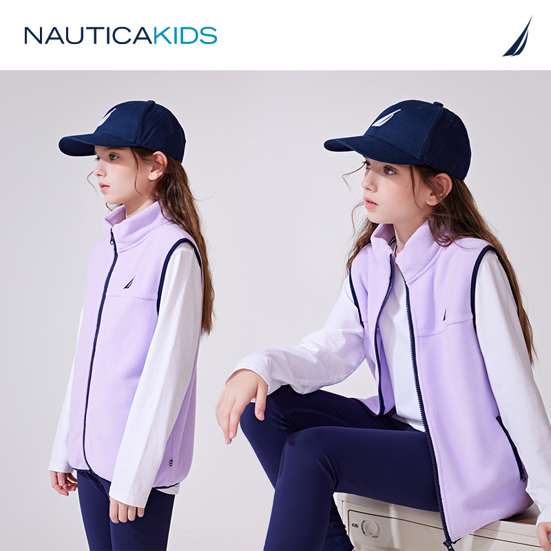 【儿童基本款】NAUTICA/诺帝卡童装男童女童抓绒马甲秋冬季摇粒绒