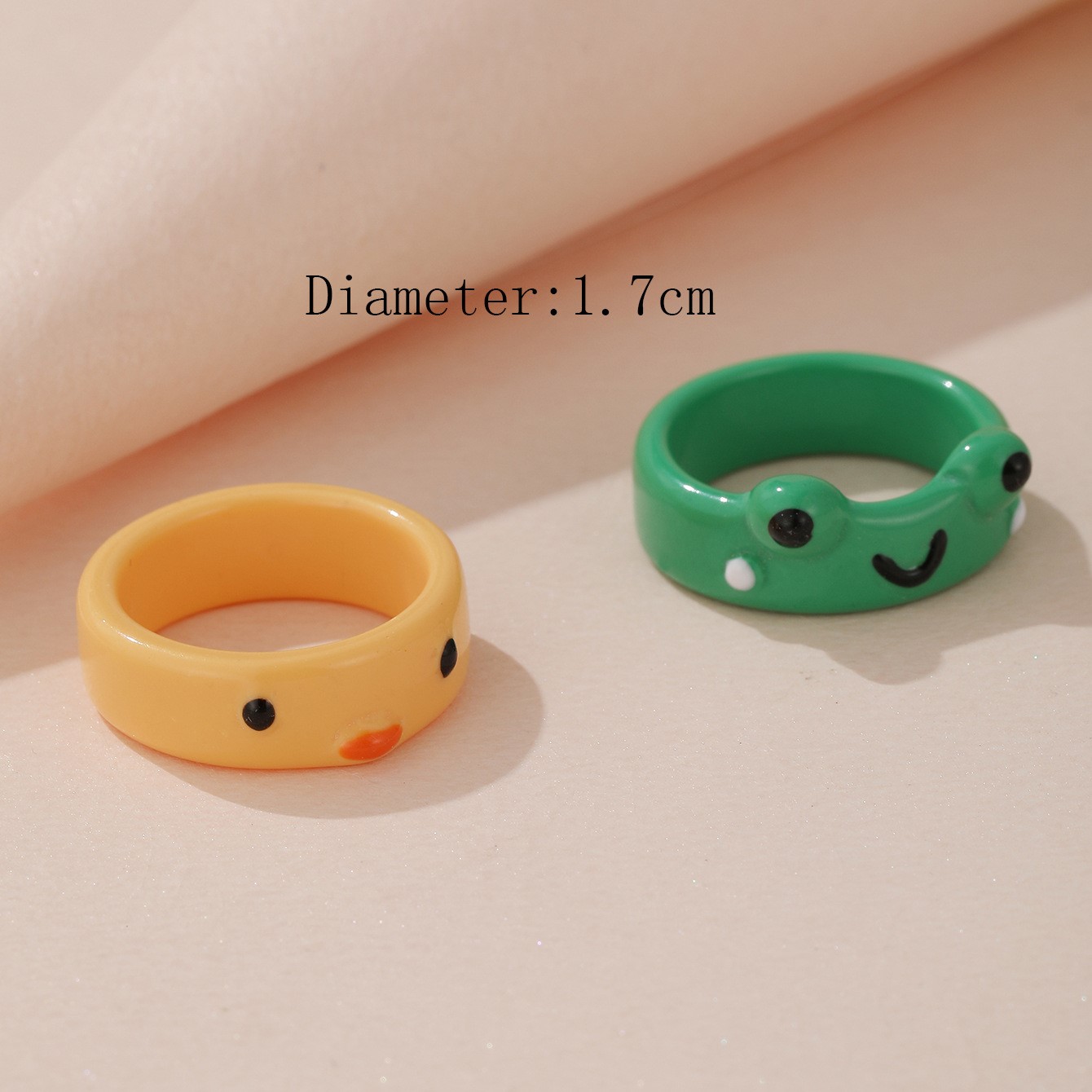 Cartoon frog rings women卡通青蛙戒指树脂不褪色动物指环无金属-图1