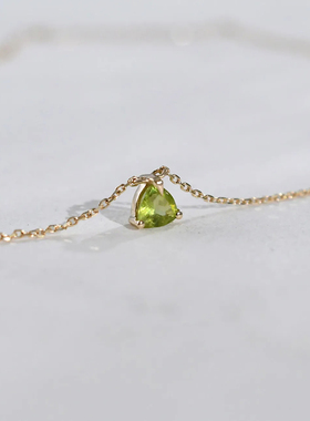 橄榄石彩宝锁骨设计项链轻奢小众