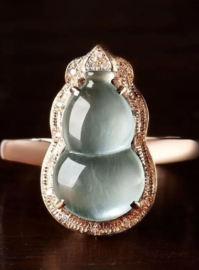 玉髓纯银葫芦镶钻石日韩风戒指