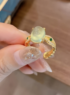 意大利工艺尾戒葡萄石S925银戒指