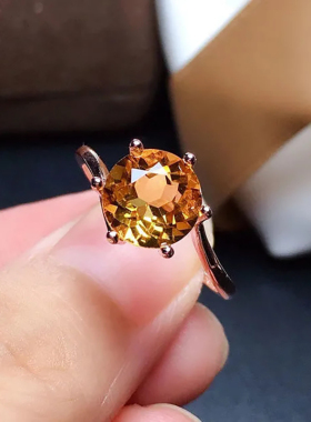 黄水晶宝石黄宝石日韩简约气质款
