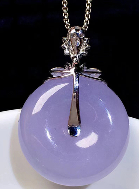 冰种紫罗兰吊坠镀S925银镶嵌伴钻玲珑福气时尚高贵气质锁骨链女士