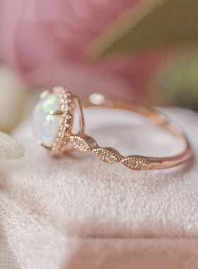 日系复古宫廷清新立体欧泊锆石