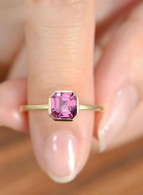 粉碧玺戒指镀S925银高贵气质手饰