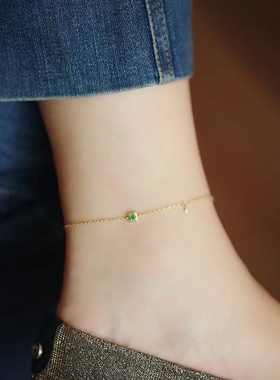 妞妞锆石纯银可调节脚链子