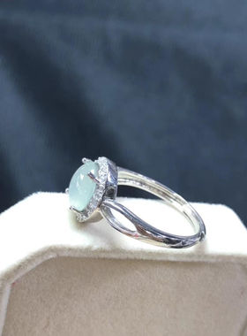 新款冰种高级白色蛋面欧美风戒指