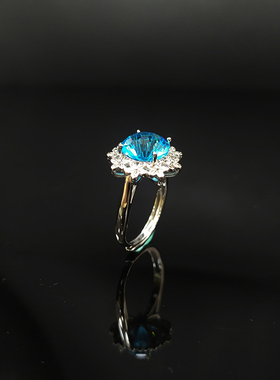 海洋之心女托帕石烟花切割工女戒