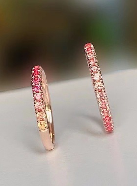 【粉色落日】日出日落色粉色宝石渐变色彩宝排戒日韩精致甜美小众