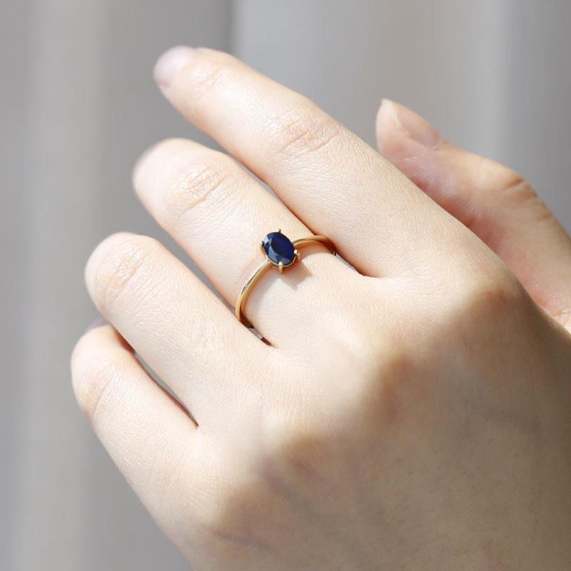 新款925纯银蓝宝石戒指女宝石单颗彩宝订婚小众设计感气质款活口-图0